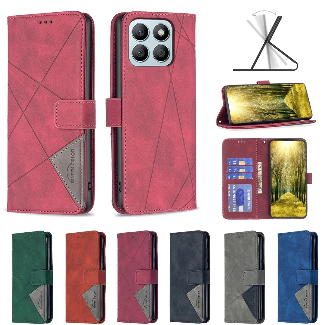 24*Prismatic Anti-fall Leather Wallet Flip Phone Case For HUAWEI HONOR X50i/90/MAGIC6/X6A/X7A/X7B/X8B/X9B 5G LITE PRO