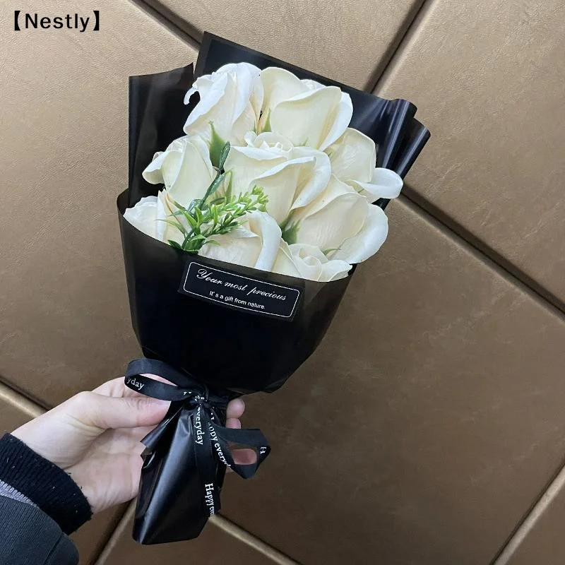 9 Köpfe Seifenblumen-Rosenstrauß, künstliche Blumen für Weihnachten, Hochzeit, Geburtstag, Valentinstag, DIY-Heimdekoration〔Nest〕 – Detail 5