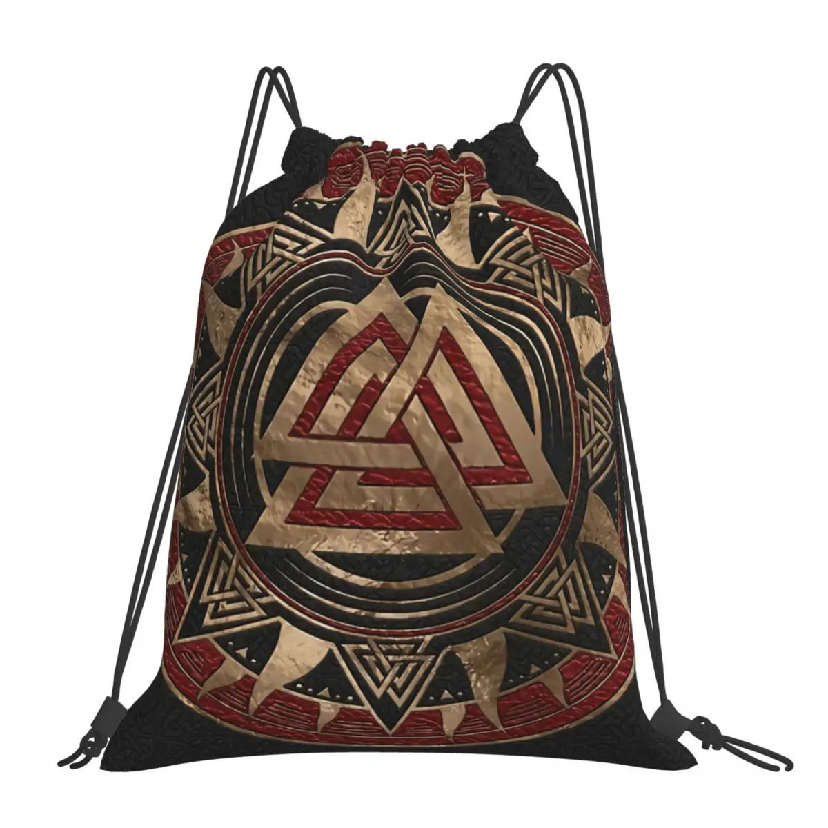 Valknut Symbol V-Viking Age Cool Portable Sports Drawstring Bags Riding Backpack Gym Clothes Storage Backpacks