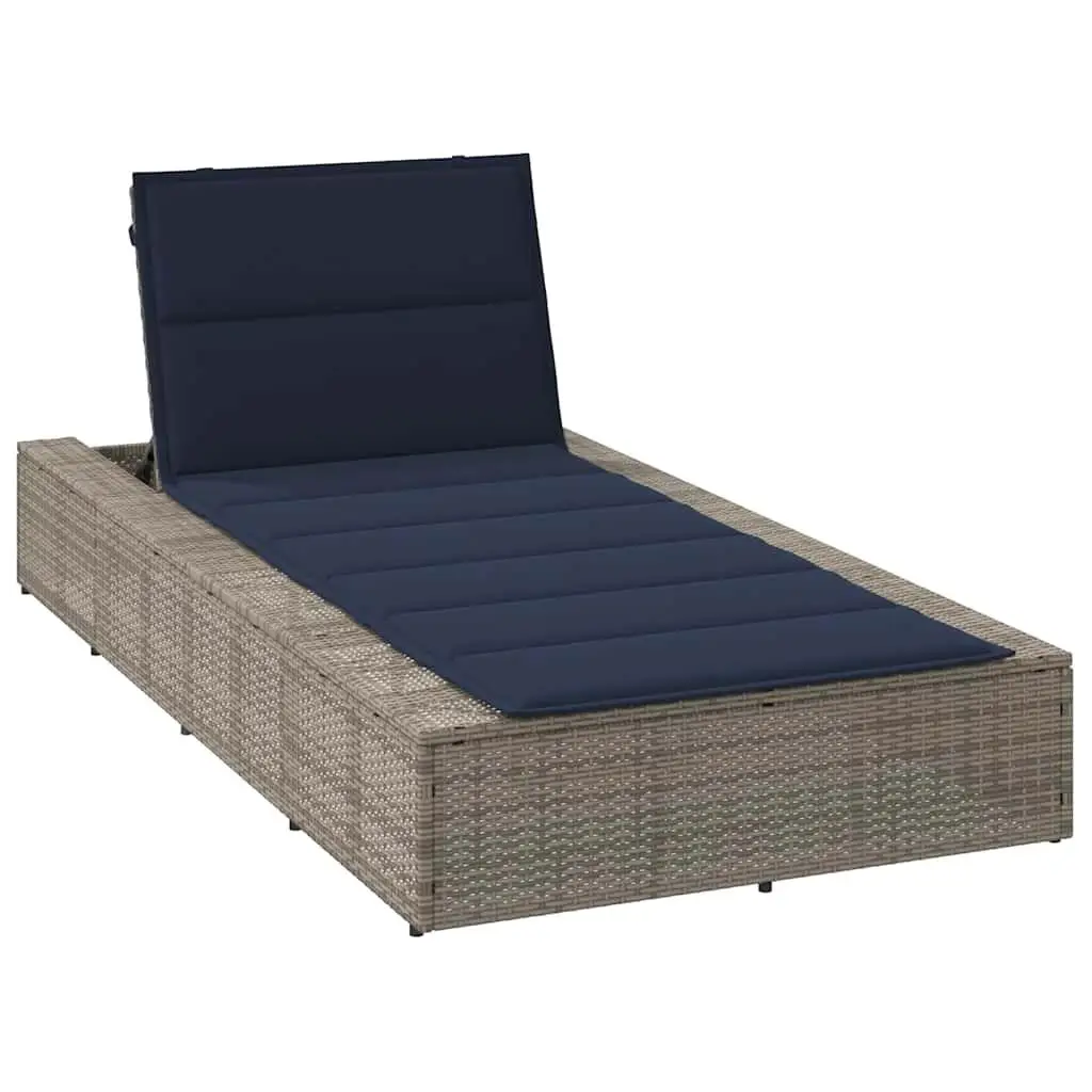 

Adjustable Sunbed Grey PE Rattan Patio Lounge Chair with Armrests Outdoor Furniture