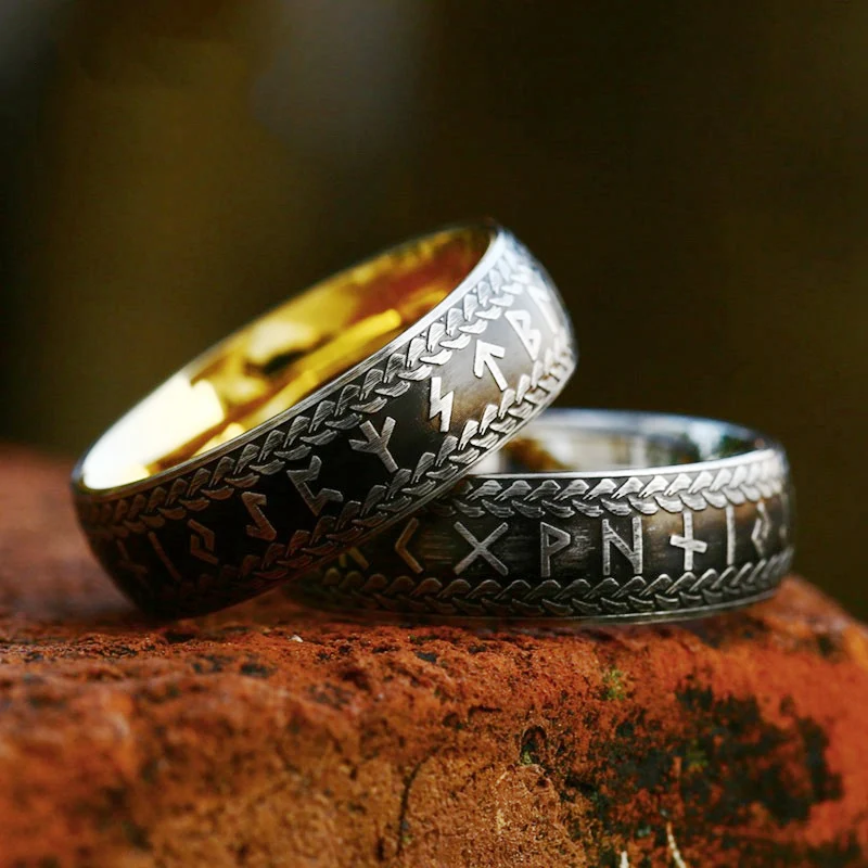 

Fashion Vintage Simple Viking Rune Rings for Men Women Stainless Steel Nordic Celtic Knot Ring Couple Amulet Jewelry Wholesale