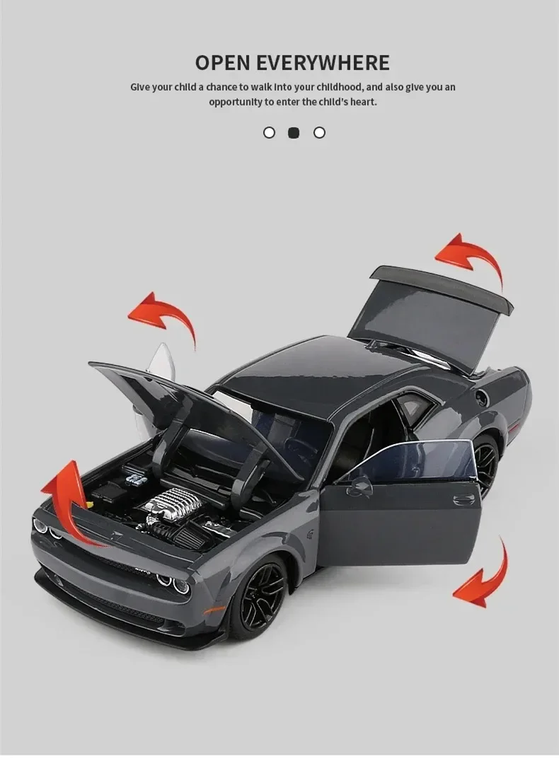 1:32 simulazione Dodge Challenger Helicat SRT auto in lega occhio rosso giocattolo diecast veicoli modello in metallo decorazione auto regalo per bambini ragazzo