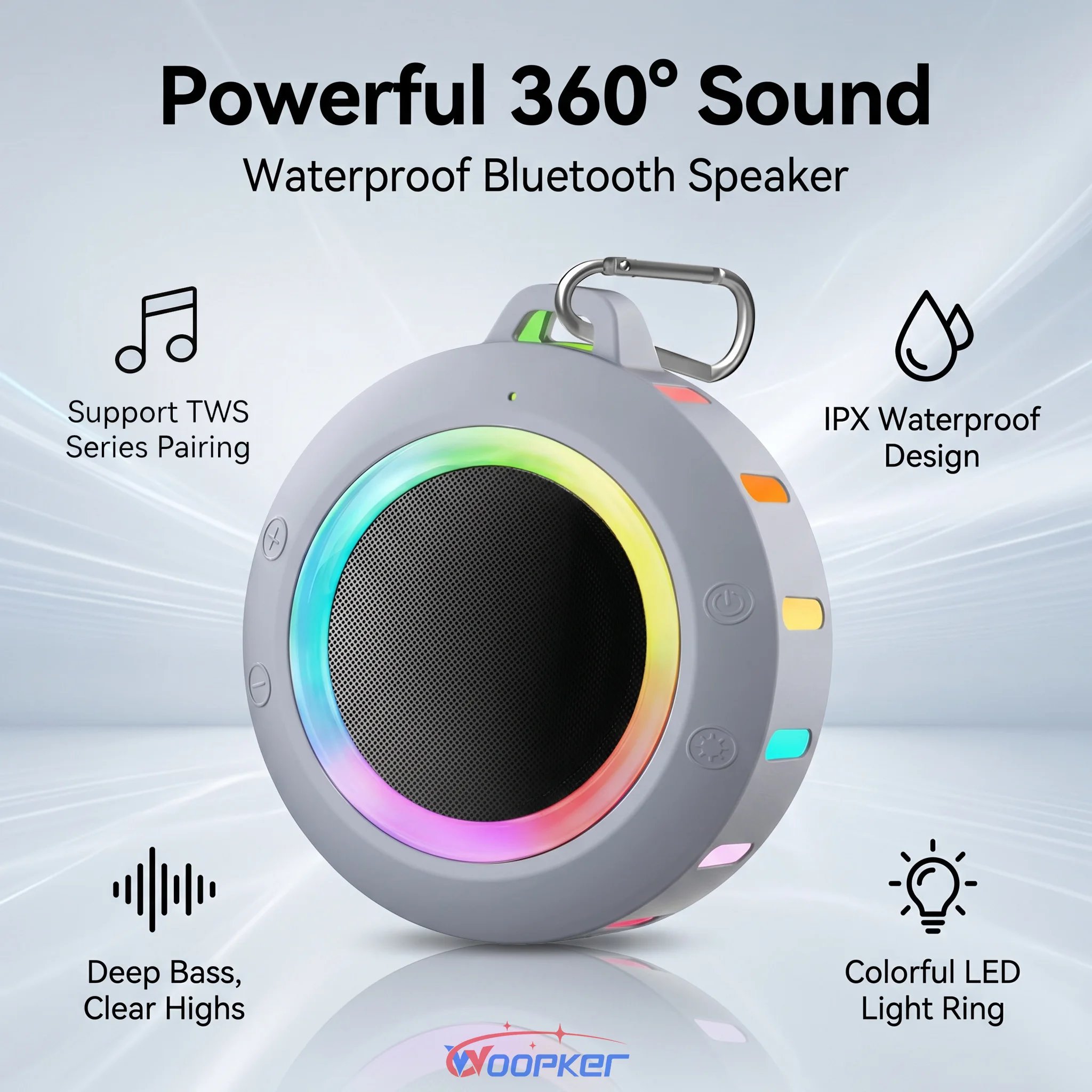 

WOOPKER Mini 500W Portable Bluetooth Speaker IP6 Waterproof RGB Light Outdoor Cycling Car Subwoofer Stereo Bass Long Endurance