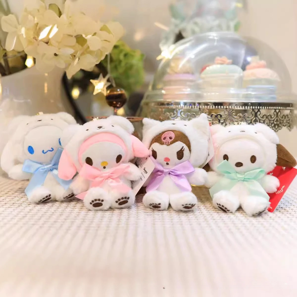 

Cute Kuromi Melody Pochacco Cosplay Plush Keychain Toy Decor