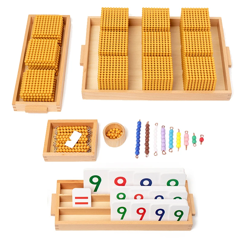 Giocattoli aritmetici per bambini Montessori Perline dorate Gioco di banca Materiali matematici Sussidio didattico decimale Giocattoli matematici