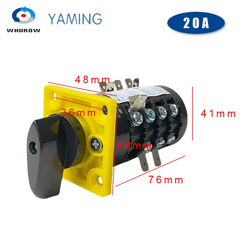 

HZ5B-20/4DG Three Positions Rotary Cam Switch 4 Poles 20A Silver Contact Control Motor Gear Selector Manufacturer