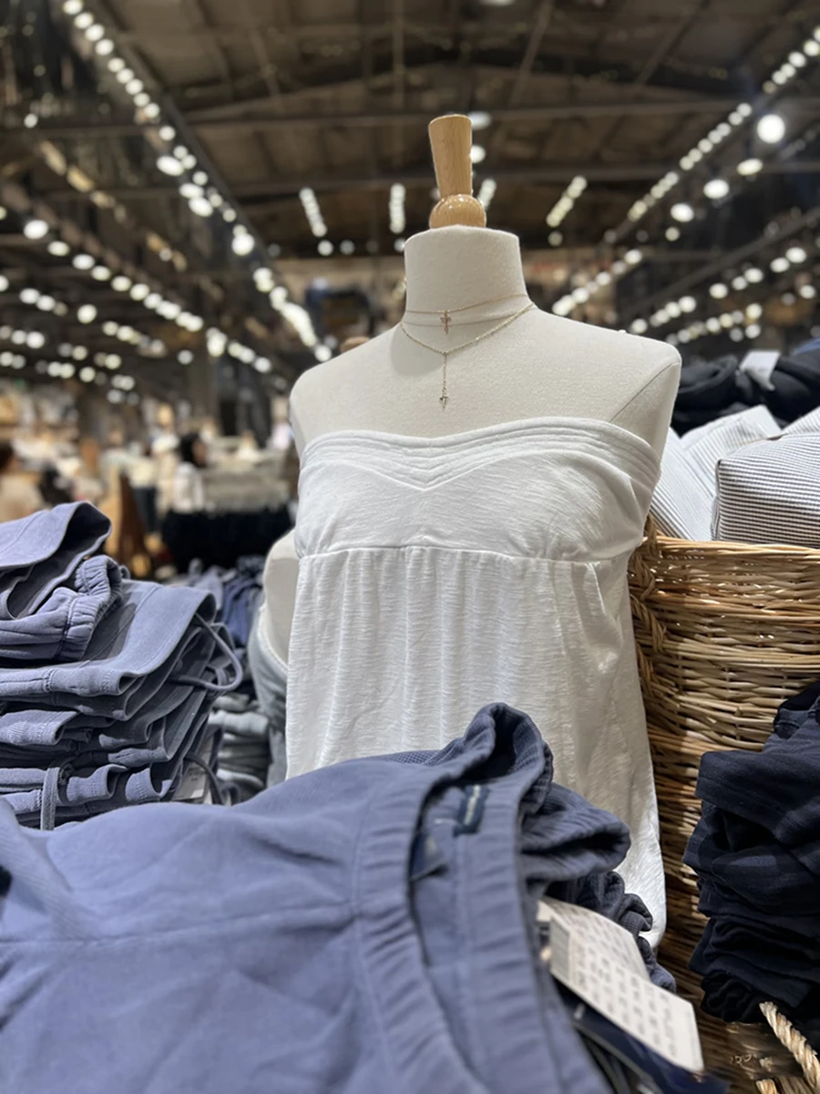 

White Cotton Strapless Tube Tops Woman Summer Back Elastic Band Off Shoulder Tank Top Female Sweet Solid Simple New Camisole Y2k
