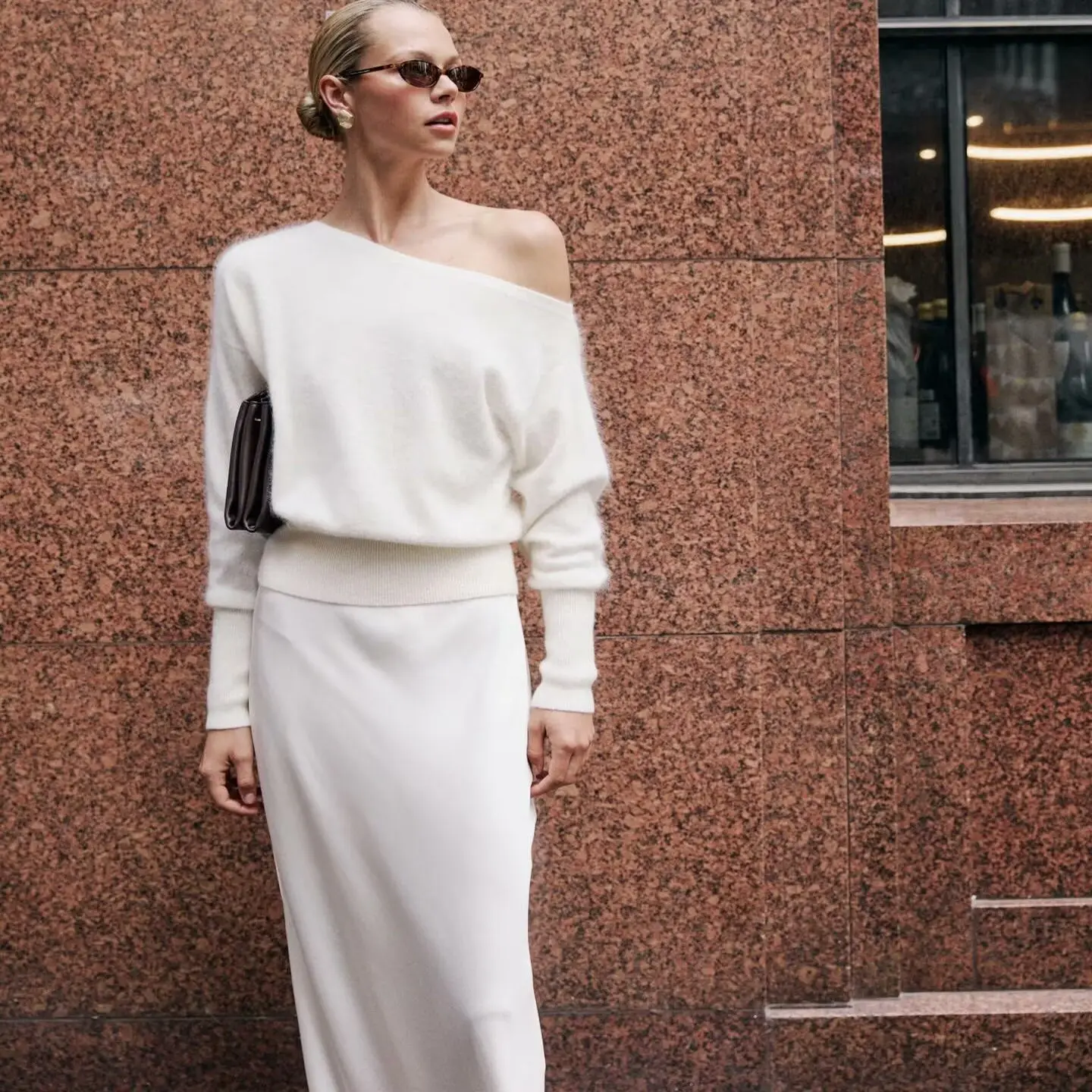 

Pure Desire Lazy Sle Super завод для похудения, универсальный модный вязаный свитер на одно плечо с обнагревом, длинный све