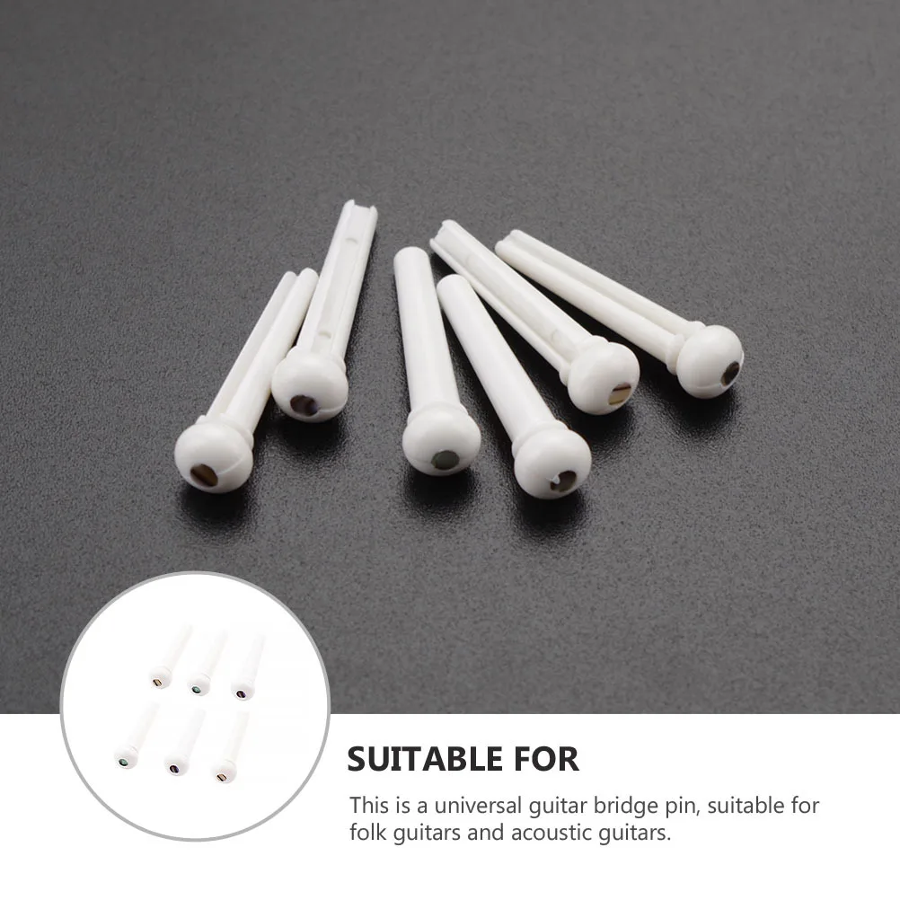 

6Pcs Guitar Bridge Peg Durable Plastic String Nails Pin Universal Acoustic Guitar Replacement Bridge Pins for Better Sound