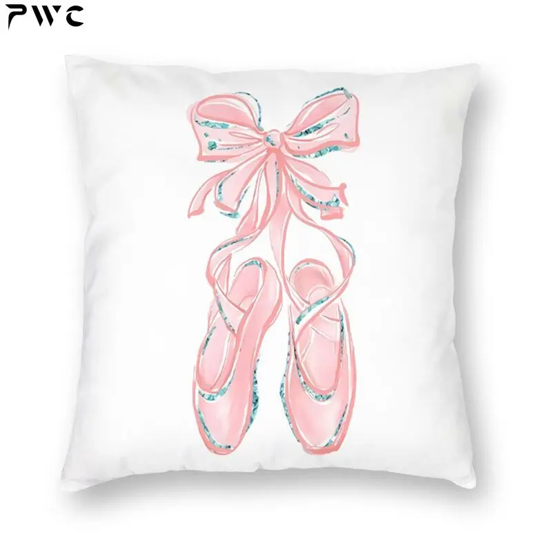 personalized ballerina pillowcase, ballet shoes throw pillow case, home decor, fashion, living room, 45x45cm