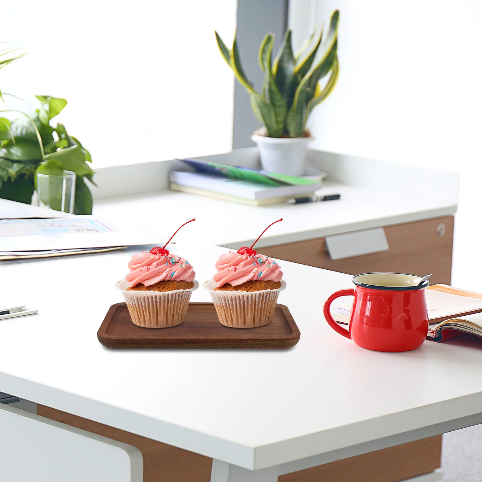 

Wooden Lychee Sea Cake Plate Square Wood Serving Tray for Desserts Pastry Cheese Snacks Western Dining Home Decor Party Display