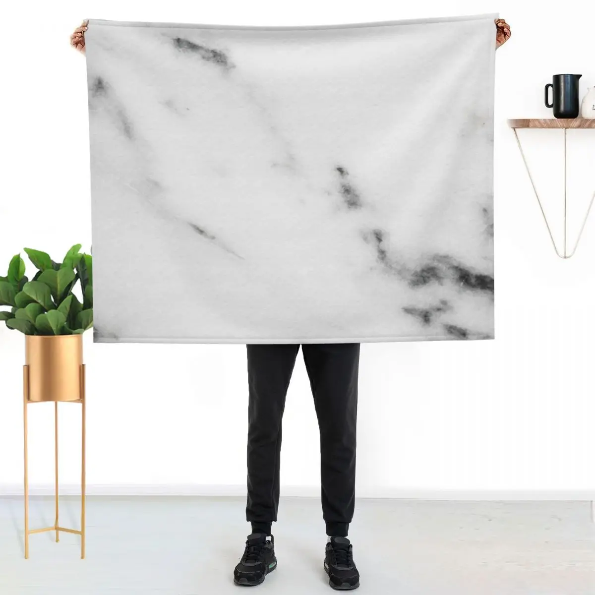 

White Marble Throw Blanket Warm Accent Blanket for Living Room Decoration