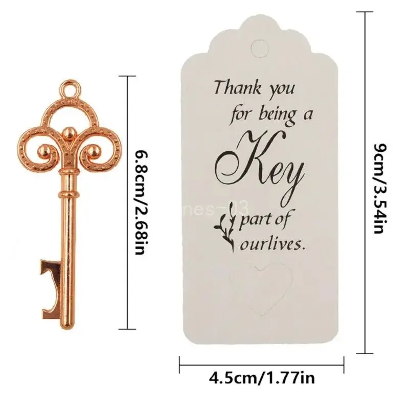 10pcs Key Bottle Opener with Thank You Tag Vintage Skeleton Key Bottle Openers for Wedding Favors,Wedding Party Gifts