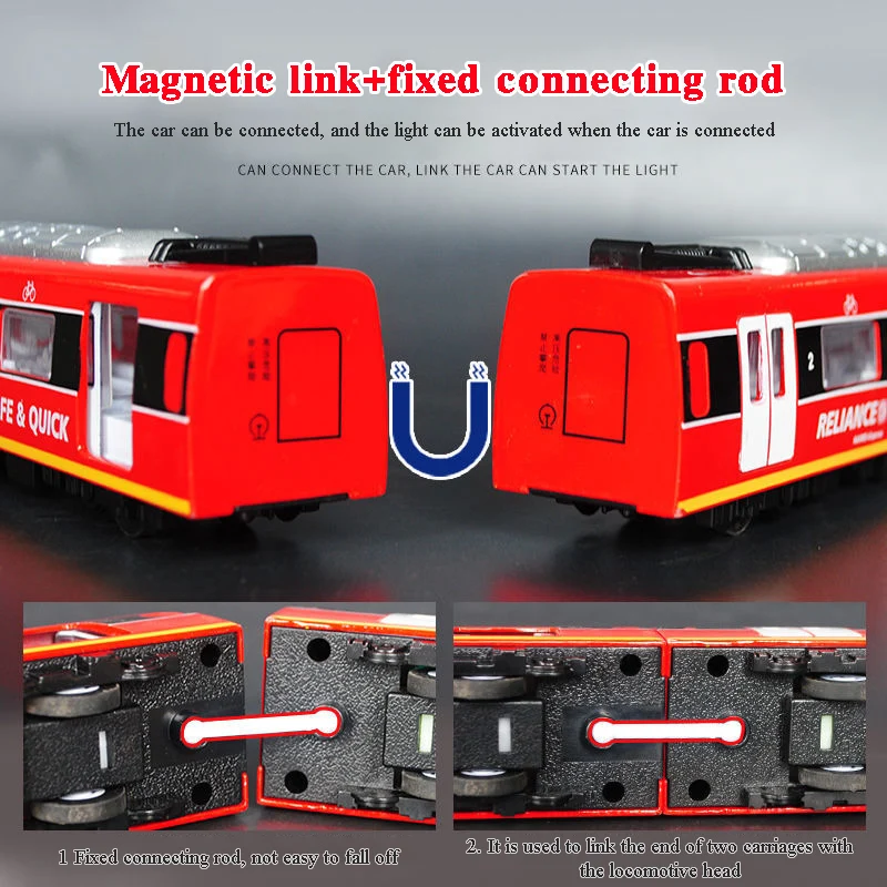 Brinquedo de simulação de metrô para crianças, modelo de trem metálico, som e luz, backmotion, trilha de carro, presente educacional, meninos