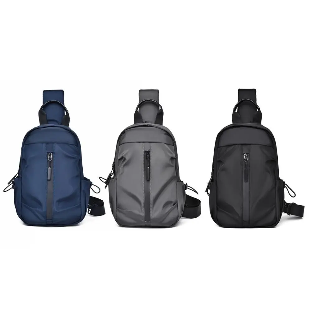 Casual Oxford Men's Chest Bag Solid Color Large Capacity Sports Crossbody Bag Leisure Multifunction Nylon Shoulder Bag Outdoor