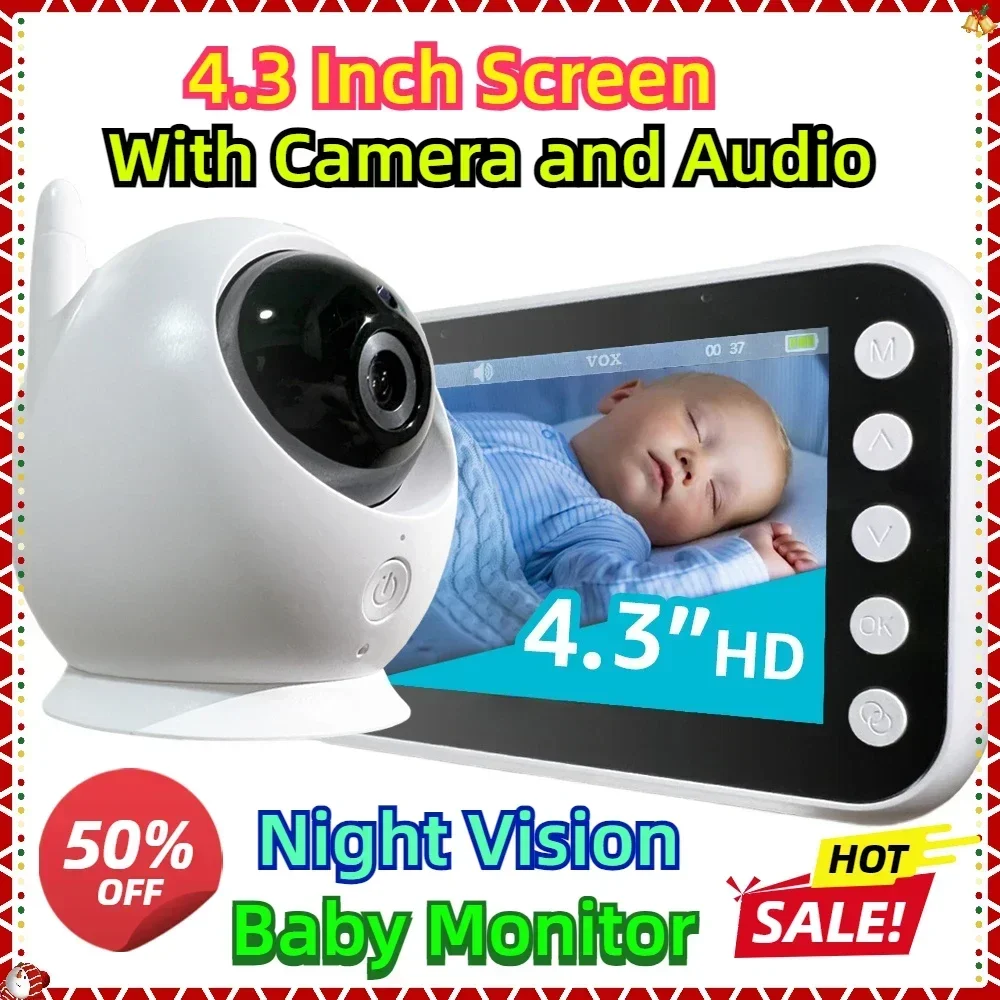 

With Camera and Audio 1000ft Long Rang Auto Night Vision Baby Monitor with Long Battery Life 4.3 Inch Screen Video Baby Monitor