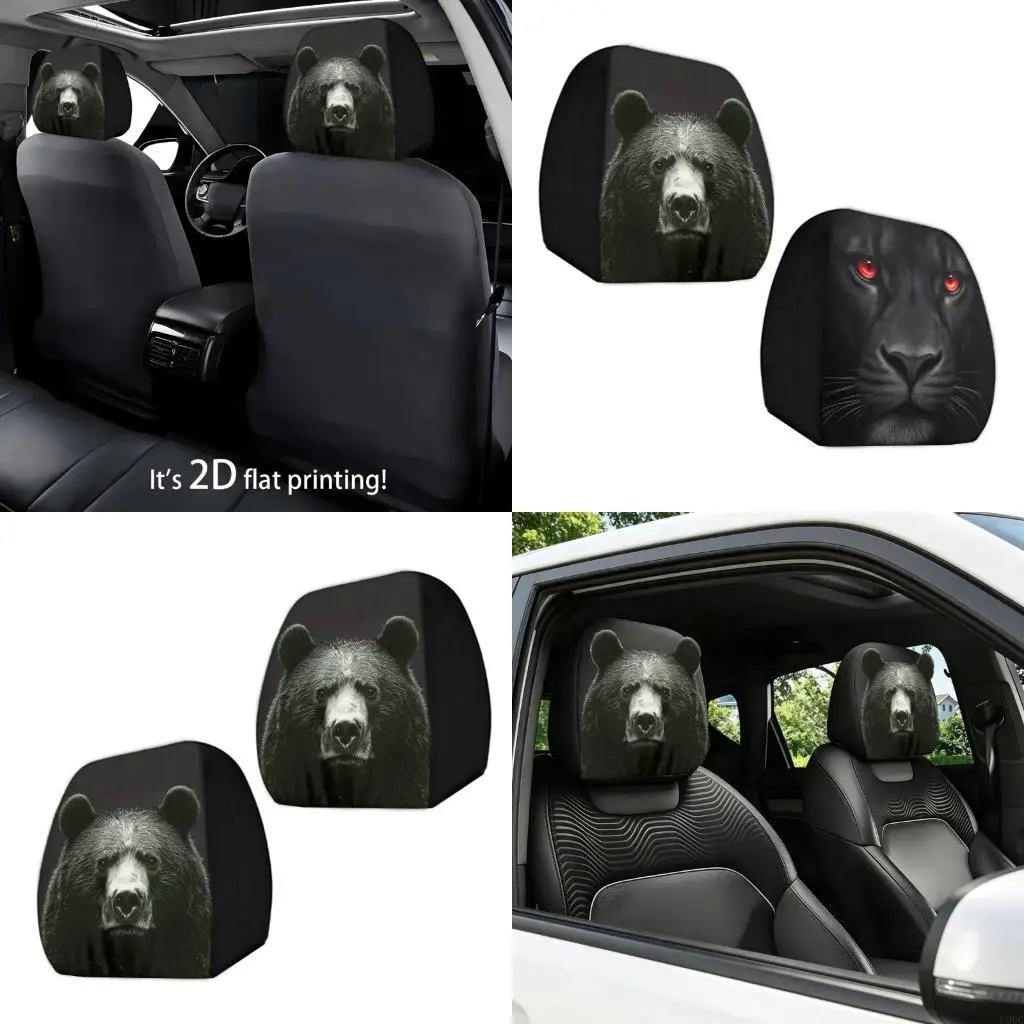Stylish Polyester Headrest Covers with Bear Or Designs Universal Headrest Cover for A Personalizes Car Interior New