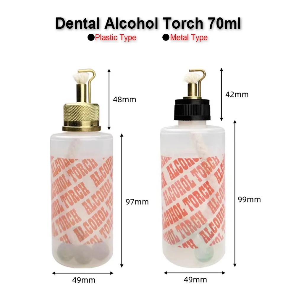 

2Pcs Portable Alcohol Torch With Cover 70ML Transparent Plastic Bottle Dental Lab Impression Material Soften Heating Burner Lamp