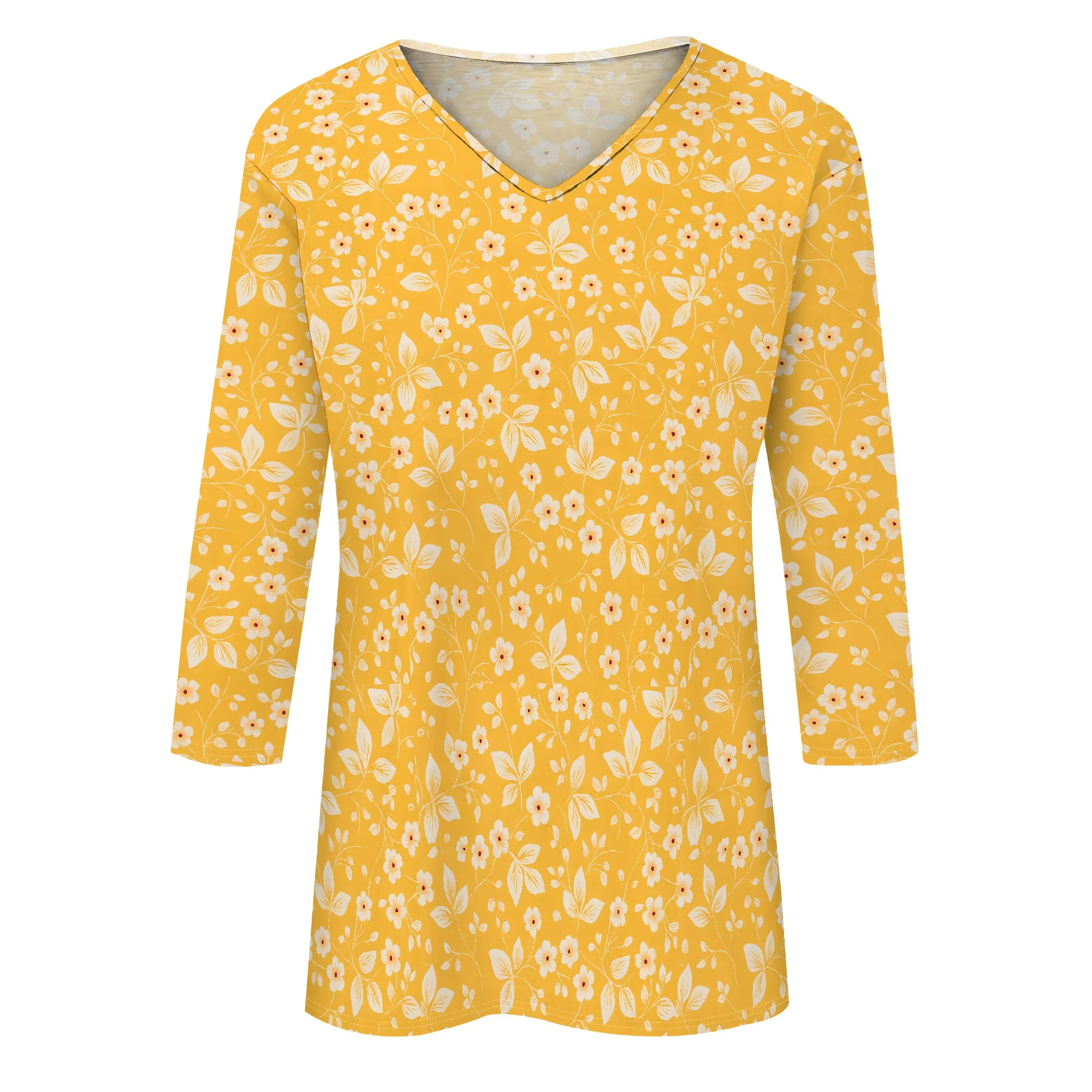 Womens 3/4 Sleeve V Neck T Shirts Summer Casual Tops Basic Tees