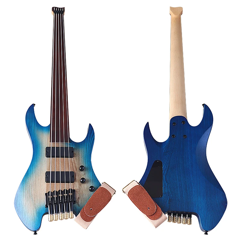 Fretless 5 Strings Headless Electric Bass Guitar 41 Inch Bass Guitarra Solid Ashwood Body New Arrival