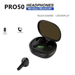 Original Pro50 Earphone Bluetooth TWS Wireless Headphones Sports Earphones LED Display Gaming Headset with Microphones Earbuds