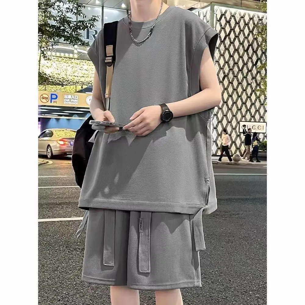 

Casual Sports Suit Men's Spring and Summer Vest Vest Shorts Two-piece Set Loose Sleeveless T-shirt Outfit