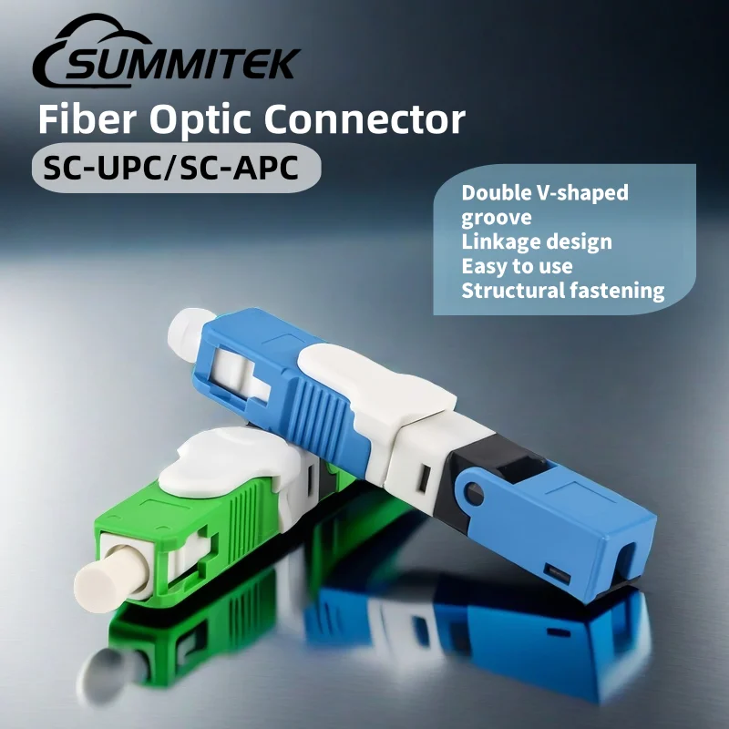 SUMMITEK 10pcs 50pcs APC/UPC Connector FTTH Fiber Optic Fast Connector Single Mode Assembly Tool Low Insertion Loss