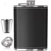 1Pc 8oz Portable Stainless Steel Hip Flask Flagon Whiskey Wine Pot Leather Cover Bottle  Funnel Travel Tour Drinkware Wine Cup 1