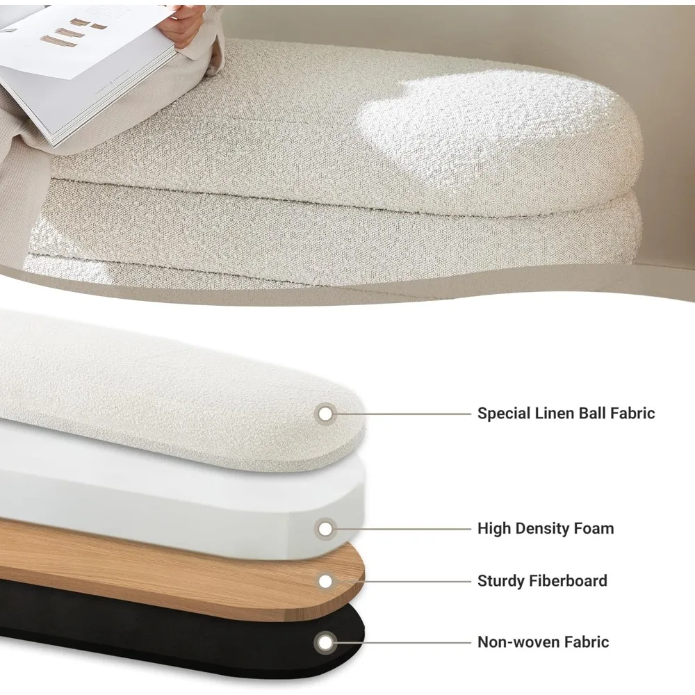 منجد تخزين النسيج مقعد عثماني 49.2 بوصة كبير الجمالية البيضاوي غرفة نوم نهاية السرير تخزين الأثاث لغرفة المعيشة #4