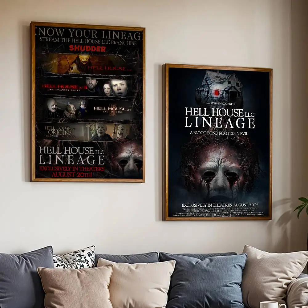 لوحات ملصق لفيلم Hell House LLC، مطبوعات ذاتية اللصق، ديكور غرفة النوم وغرفة المعيشة، هدية عتيقة