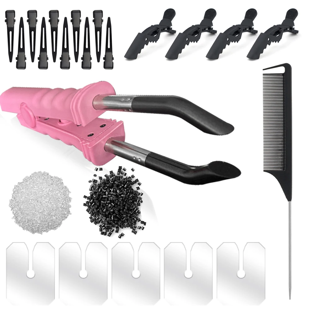 hair-want-keratin-bonding-heat-iron-kit-–-40g-glue-beads-for-k-tip-extensions-5pcs-heat-shield-fusion-tool-for-pre-bonded