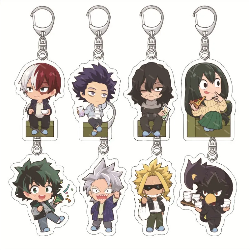 My Hero Academia KeyChain Tokoyami Fumikage Key Chain Women Asui Tsuyu Acrylic Key Ring Kirishima Eijiro Pendant Friends Gift