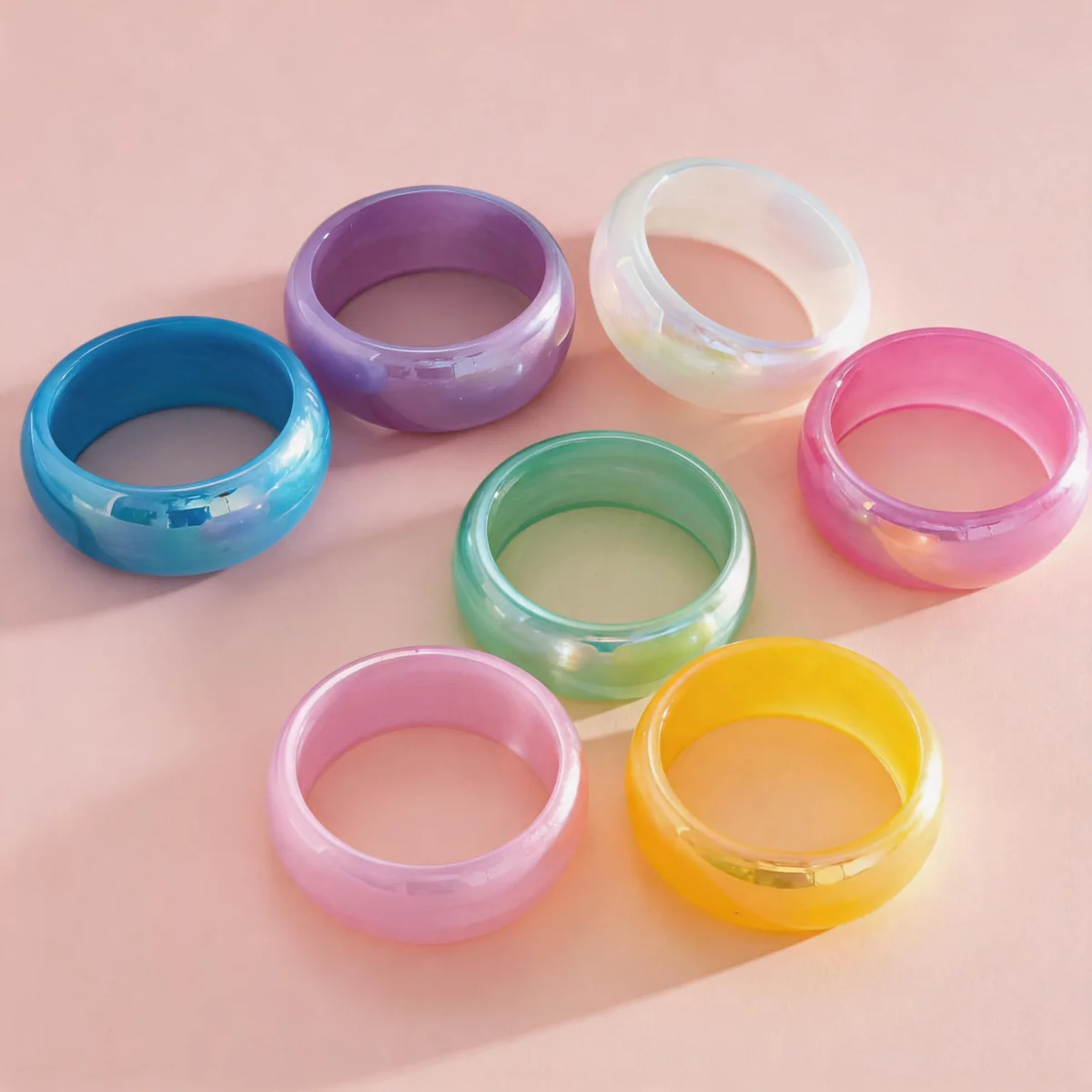 DOO MEI Multi-color Shiny Glossy Resin Smudging Bangles Wide Round Chunky Bracelets for Women Punk Charms Stackable Jewelry