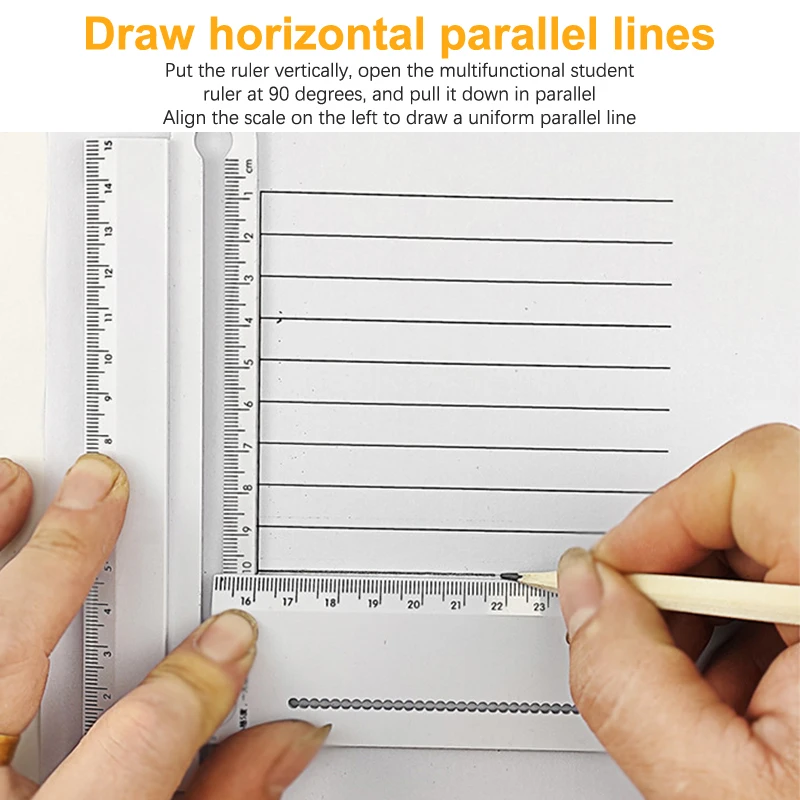 Transparent Rectangle Folding Ruler Protractor Student Stationery Math Drawing Tool School Office Supplies