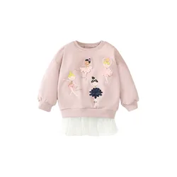 Jumping Meters 3 Colors 2-7T Fairy Applique Baby Clothes Hot Selling Girls Sweatshirts Toddler Costume Hooded Shirts