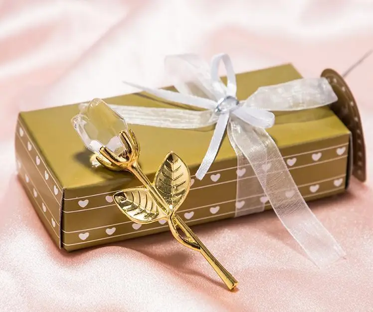 100個クリスタルローズ人工花ベビーシャワーのお土産結婚式の好意とゲストへのプレゼント家の装飾透明卸売