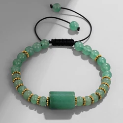 Natural Green Aventurine Beaded Bracelet Women Menn Round Agates Quartz Beads Charm Bracelets Adjustable Fashion Eenrgy Jewelry