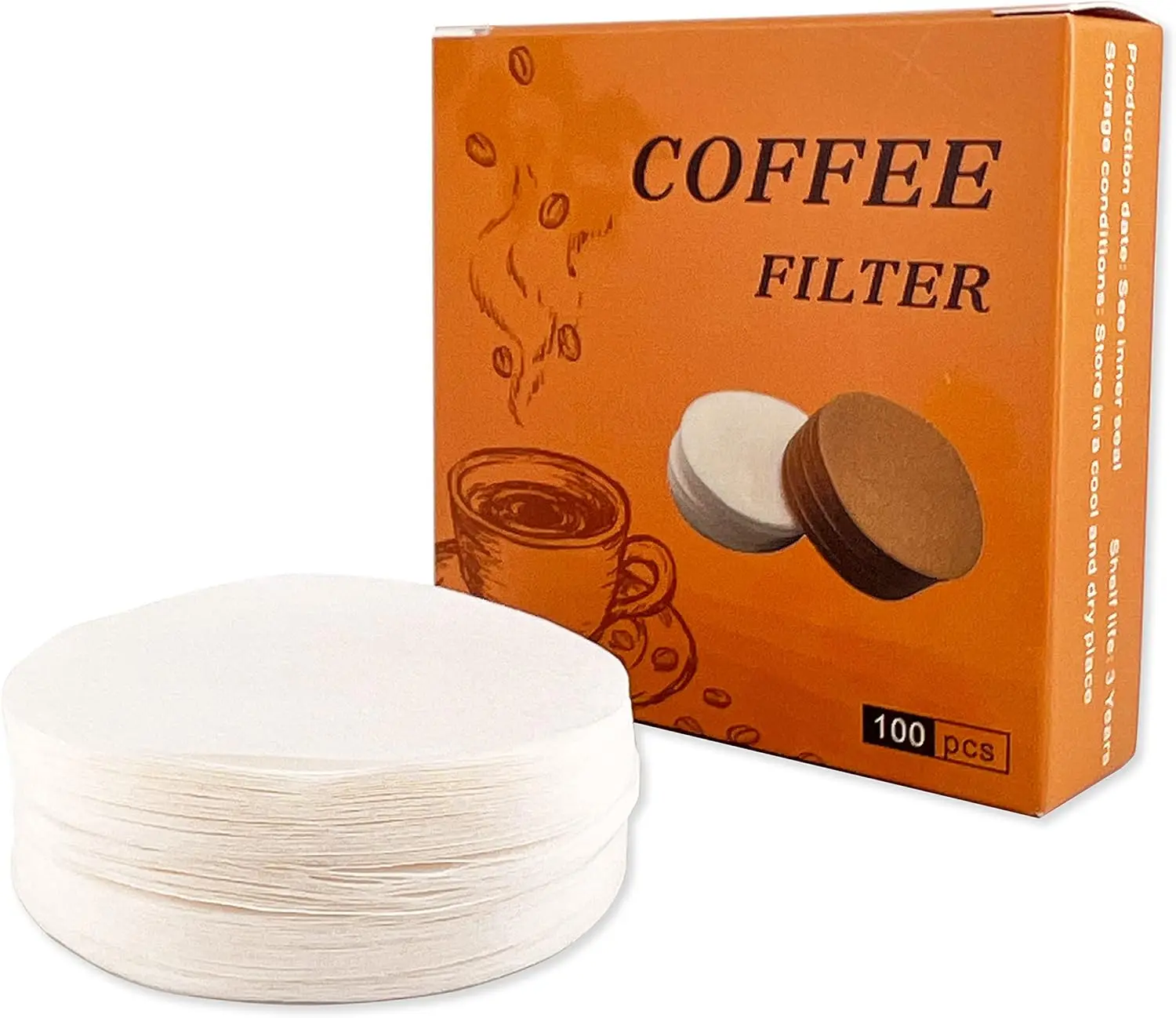 Coffee Paper Filter Round for Espresso Machine Portafilter Moka Pot 100pcs Unbleached Disposable Puck Screen (51mm 53mm 58mm)