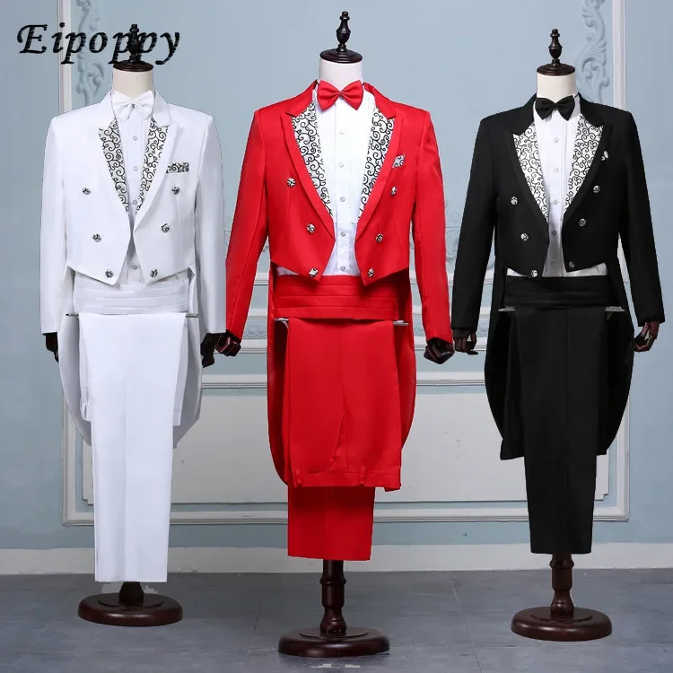 

Men's Dress Swallowtail Suit Performance Uniform Magician Stage Performance Command Uniform