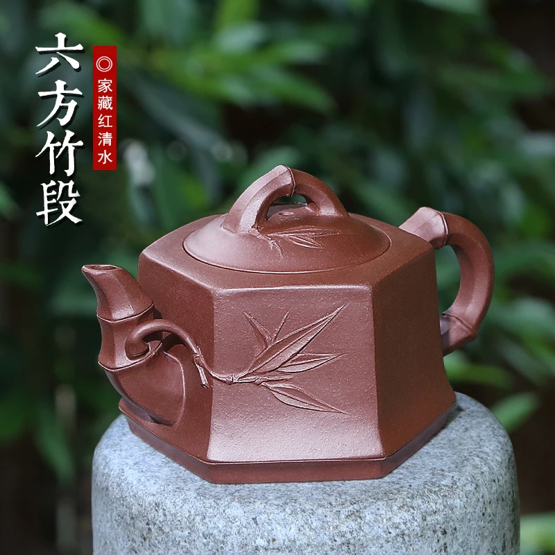 |fragrance authentic yixing recommended pure manual home six chimonobambusa qundrangularis kung fu teapot tea tea set