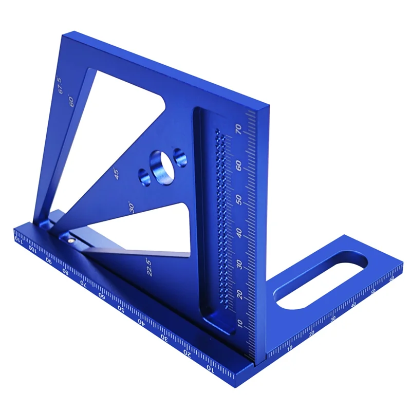 

TFORU-Woodworking Measuring Ruler 22.5/30/45/60/67.5Degree Square Ruler Protractor, For Engineer Carpenter Drawing-Blue Metric D