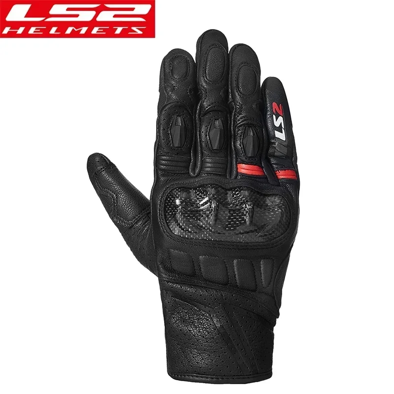 Новые мотоциклетные перчатки LS2 MG006, натуральная кожа, Guantes Para Moto, углеродное волокно, ветрозащитные, дышащие, с полным пальцем