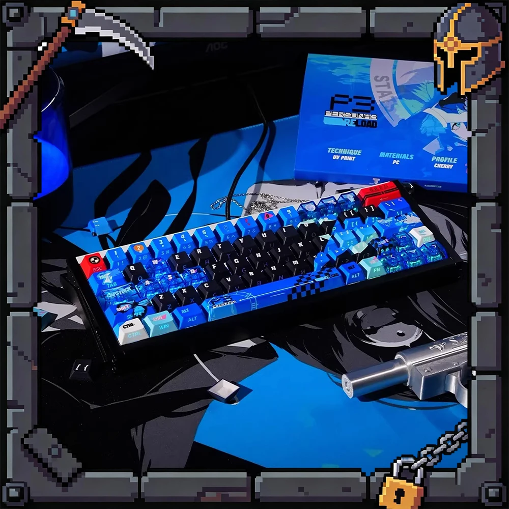 TITANNATION Persona P3R PC Keycaps Pbt Thermally Sublimates Blue Keyboard Keycaps Nuclear Power Side Penetration PC Accessories
