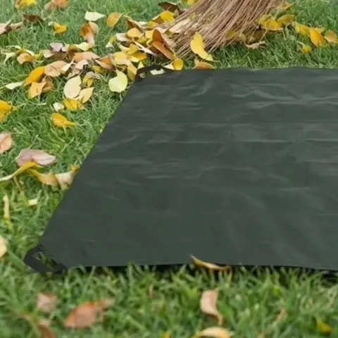 Portable Outdoor Leaves Hauler Mat 6.5ft Square Waterproof Tarp With Corner Handles For Yard Waste Camping And Sandbox Cover
