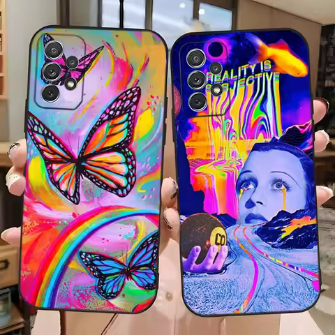 Colourful Psychedelic Art Phone Case For Samsung Galaxy A13,A21s,A22,A31,A32,A52,A53,A71,A80,A91 Soft Black Phone Cover