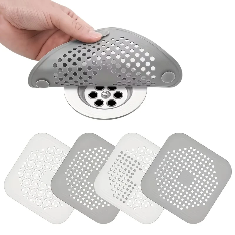 2PCS Silicone Shower Drain Hair Catcher Mesh Shower Drain Covers Floor Sink Strainer Filter Hair Stopper For Bathroom Kitchen