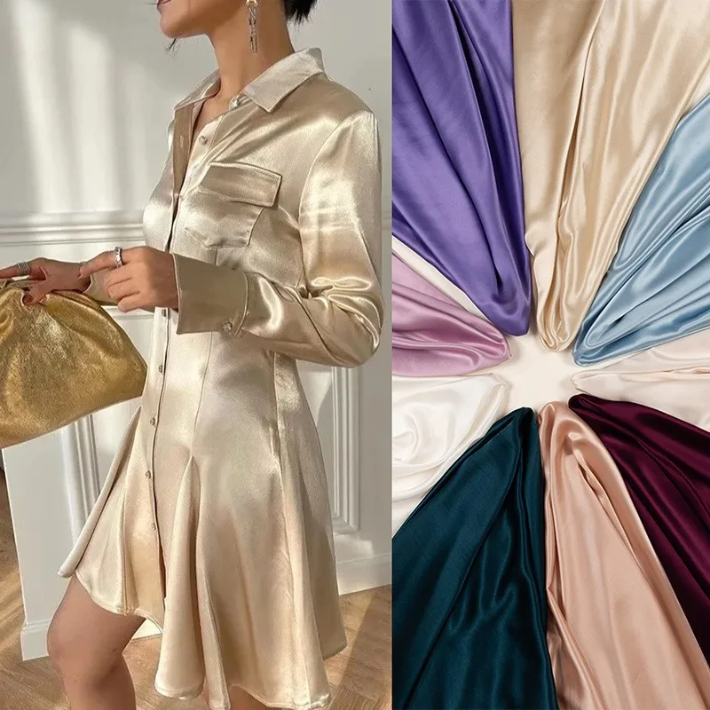 

Lustrous acetate satin silk fabric pure crepe smooth and drape dress cheongsam halter