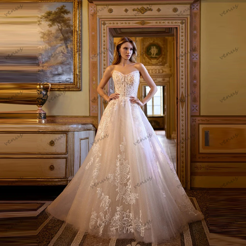 

Glamorous Wedding Dresses Vintage Bridal Gowns Lace Appliques Sleeveless Backless свадебное платье Vestidos De Novia Customized