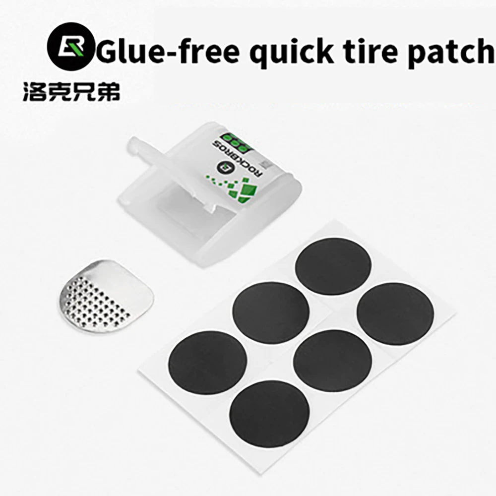 ROCKBROS Bicycle Tire Repair Patch Mountain Road Tire Inner Tube Repair Box Adhesive Free Bicycle Repair Tool Accessories