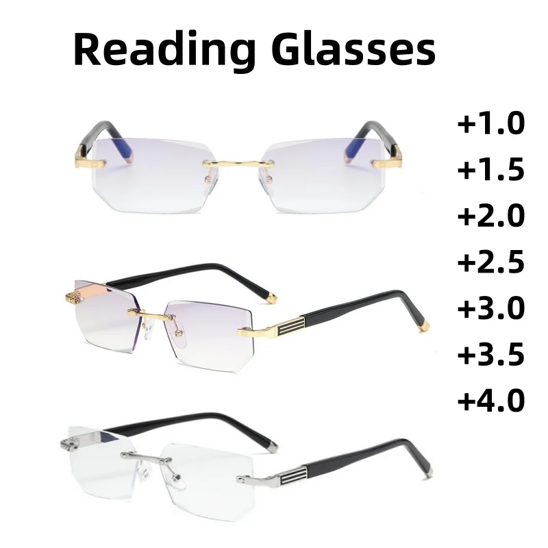 

Men Women Business Square Reading Glasses Blue Light Blocking Transparent Glasses Neutral Diamond Cut Presbyopia Glasses
